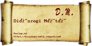 Diószegi Máté névjegykártya